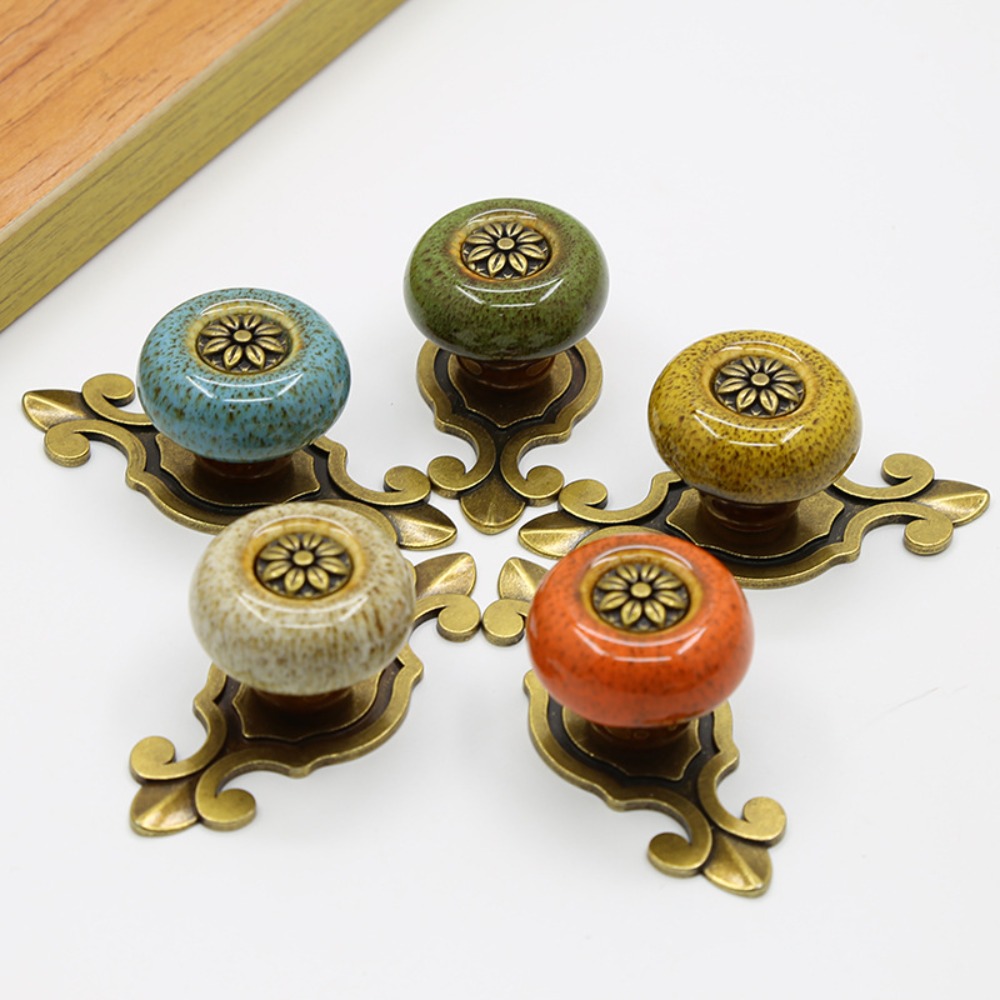 Furniture Hardware Jig - Creative Single Hole Ceramic Knob Ethnic