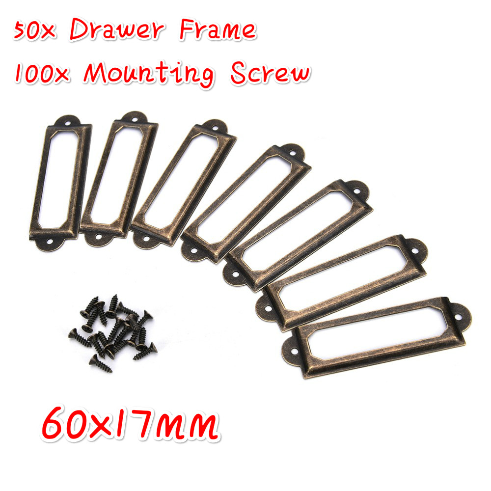 50Pcs Antique Brass Metal Labe - Furniture Hardware Names ulasan dan harga