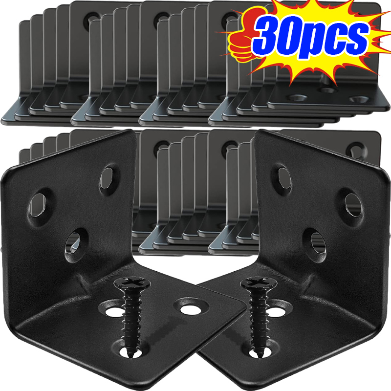 10/30pcs Black L-shaped Right  - Furniture Hardware Connectors ulasan dan harga