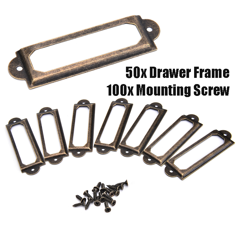50pcs Antique Brass Metal Labe - Furniture Hardware Names ulasan dan harga