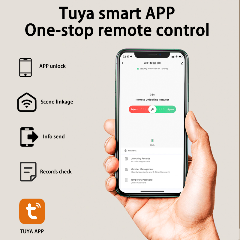Tuya Smart Lock Wirelss With F - Door Handle Bar ulasan dan harga
